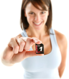 Lady holding iFit SD Card