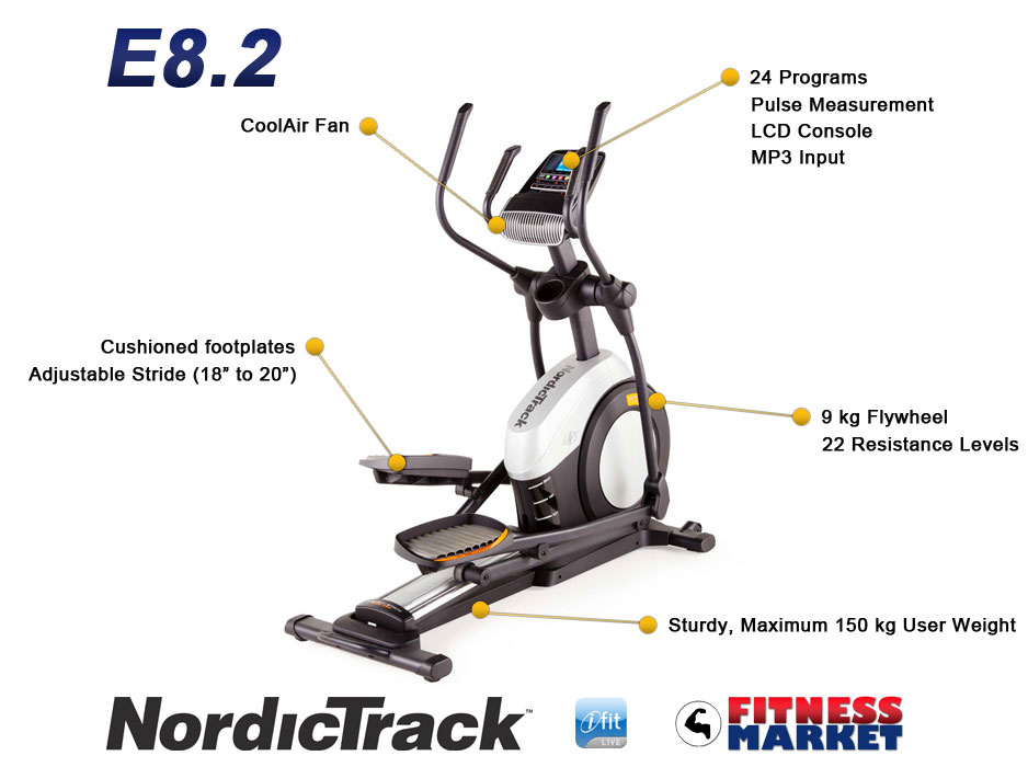 Features of the NordicTrack E8.2 Elliptical Cross-trainer